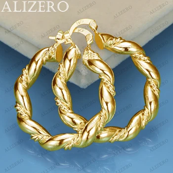 ALIZERO 18K Gold 30mm Twisted Rope Circle Hoop Earrings For Women Earring Wedding Party Gifts Fashion Jewelry Wholesale