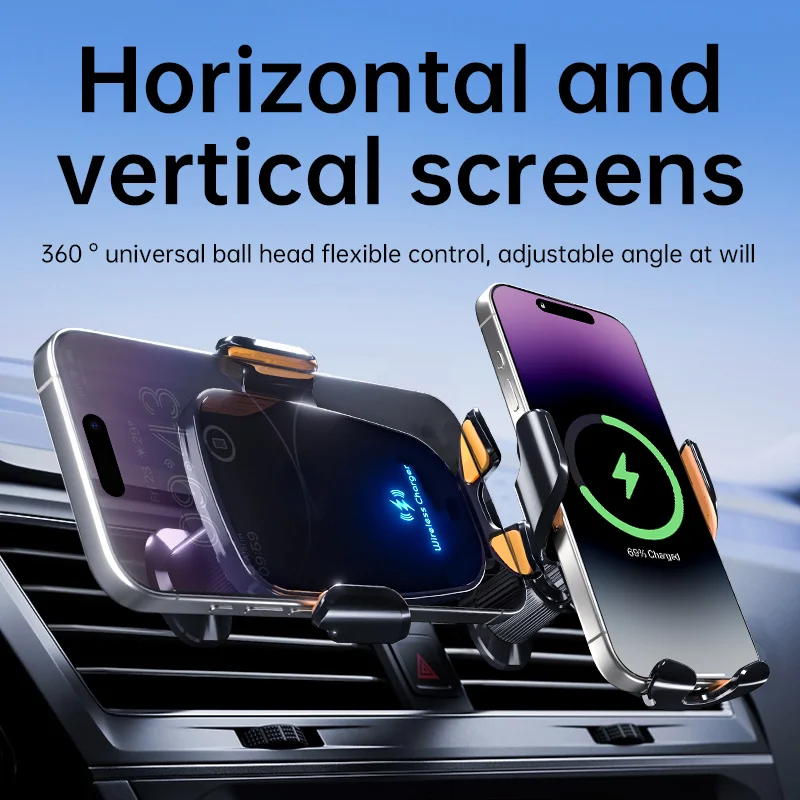 Wireless Fast Charging Car Phone Holder with Manual Clamping