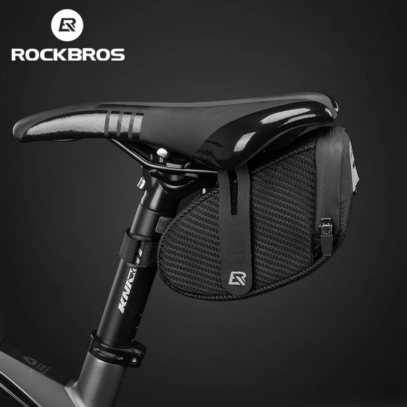 Rockbros Bicycle Saddle Bag 3d Shell Rainproof Reflective Shockproof