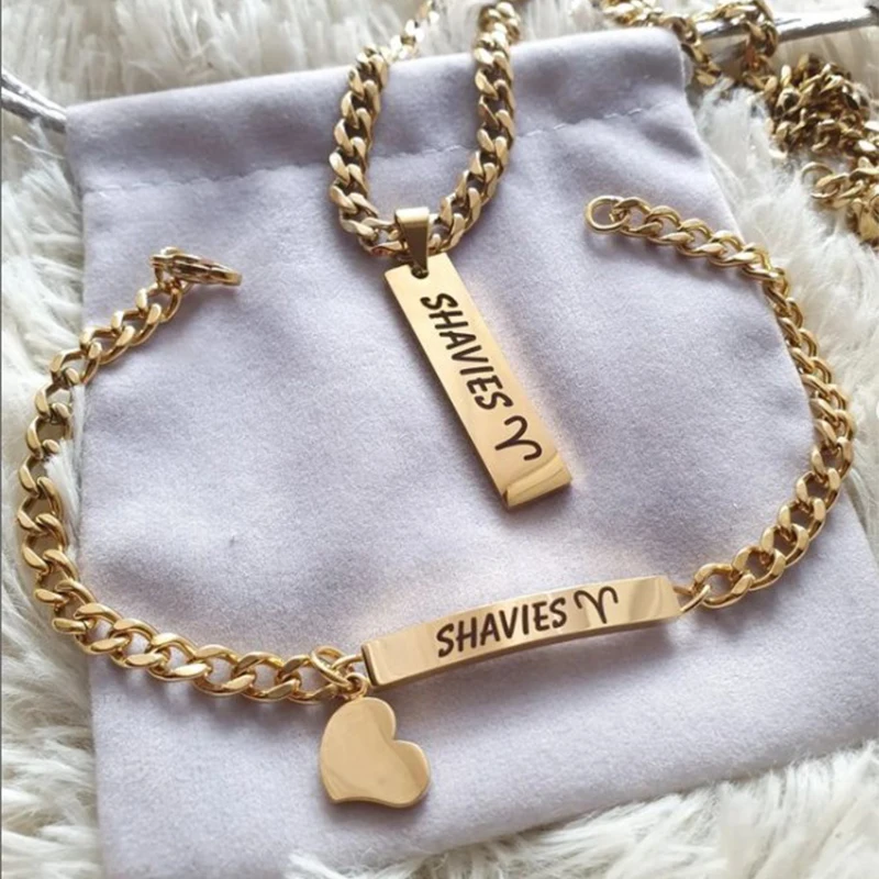 Fashion Stainless Steel Custom Name Necklace For Women Men Personalized Nameplate Cuba Chain Jewelry Gift Set Bijoux