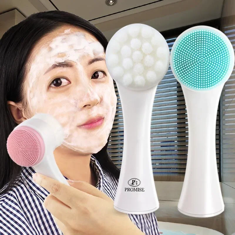 3D Silicone Face Cleaning Brush Manual Facial Cleaner Soft Bristle Double-Sided Massage Brush For Home Appliances