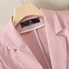 NAVIU Ladies Women Blazer Spring New Professional Half Sleeve Jacket Solid Color Simple Party Coat Blue Black Yellow Pink 6
