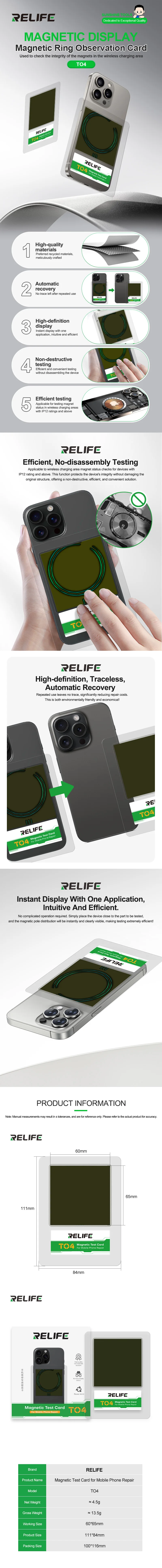 TO4 Magnetische Testkarte für iPhone Drahtloses Ladegerät Magnetische Stangenerkennung Magnetischer Ring Beobachtungskarte Handy-Reparatur – Detail 1