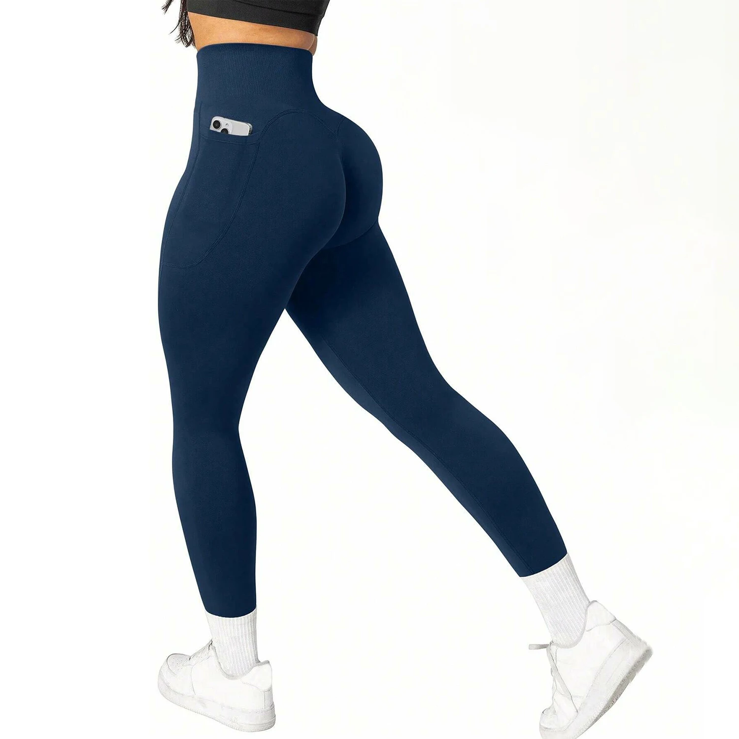 High-Waisted Seamless Yoga Pants with Side Seam Pockets