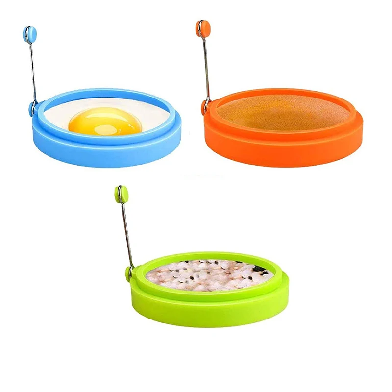 Omelette Maker Silicone Round Omelette Ring Handle Kitchen Tools Silicone Baking Cake Mold Round Omelette Maker Household Cake Mold