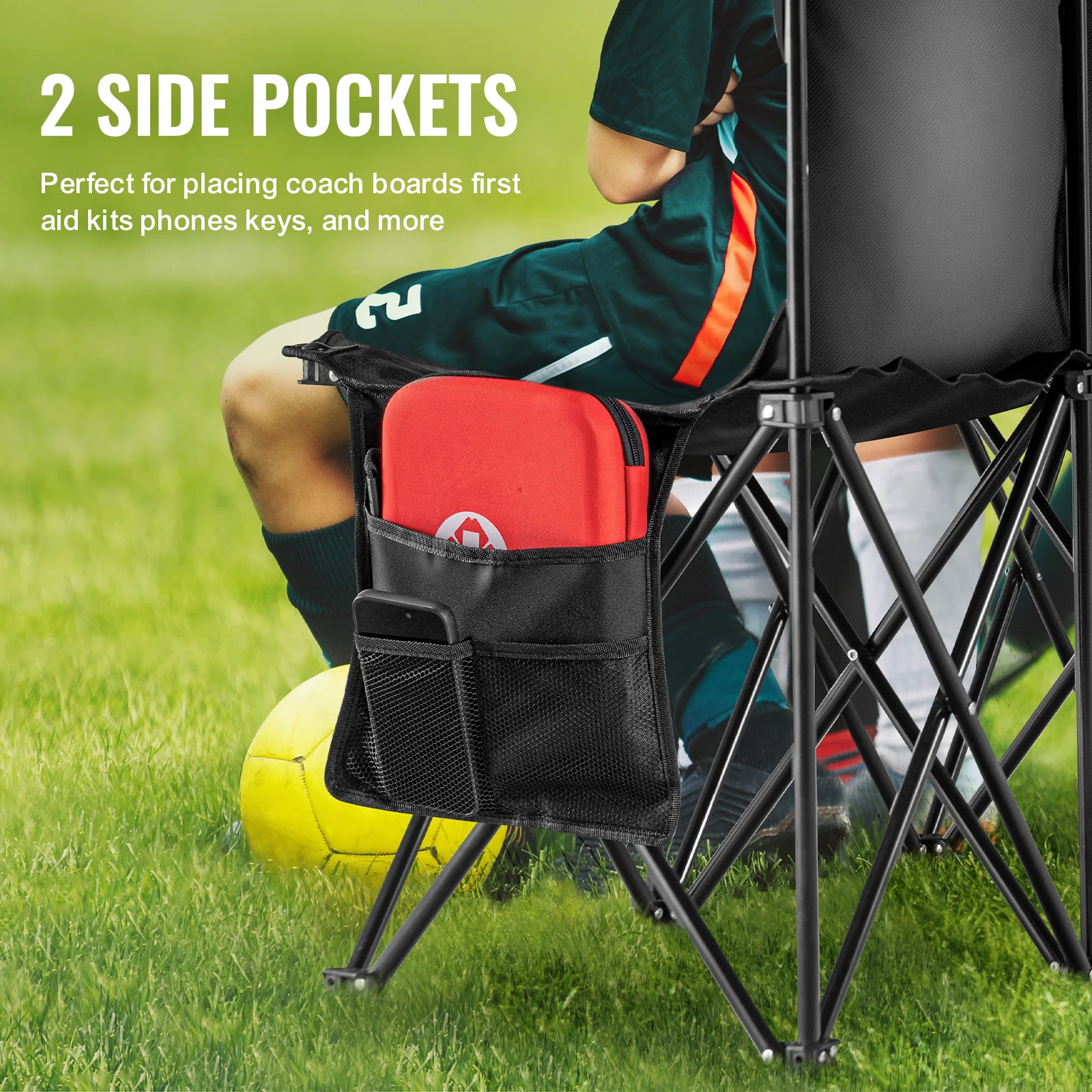 SucceBuy 8 Seat Foldable Sideline Bench Outdoor Camping Bench Chair with Bag & Backrest Team Sport Sideline Bench - 3