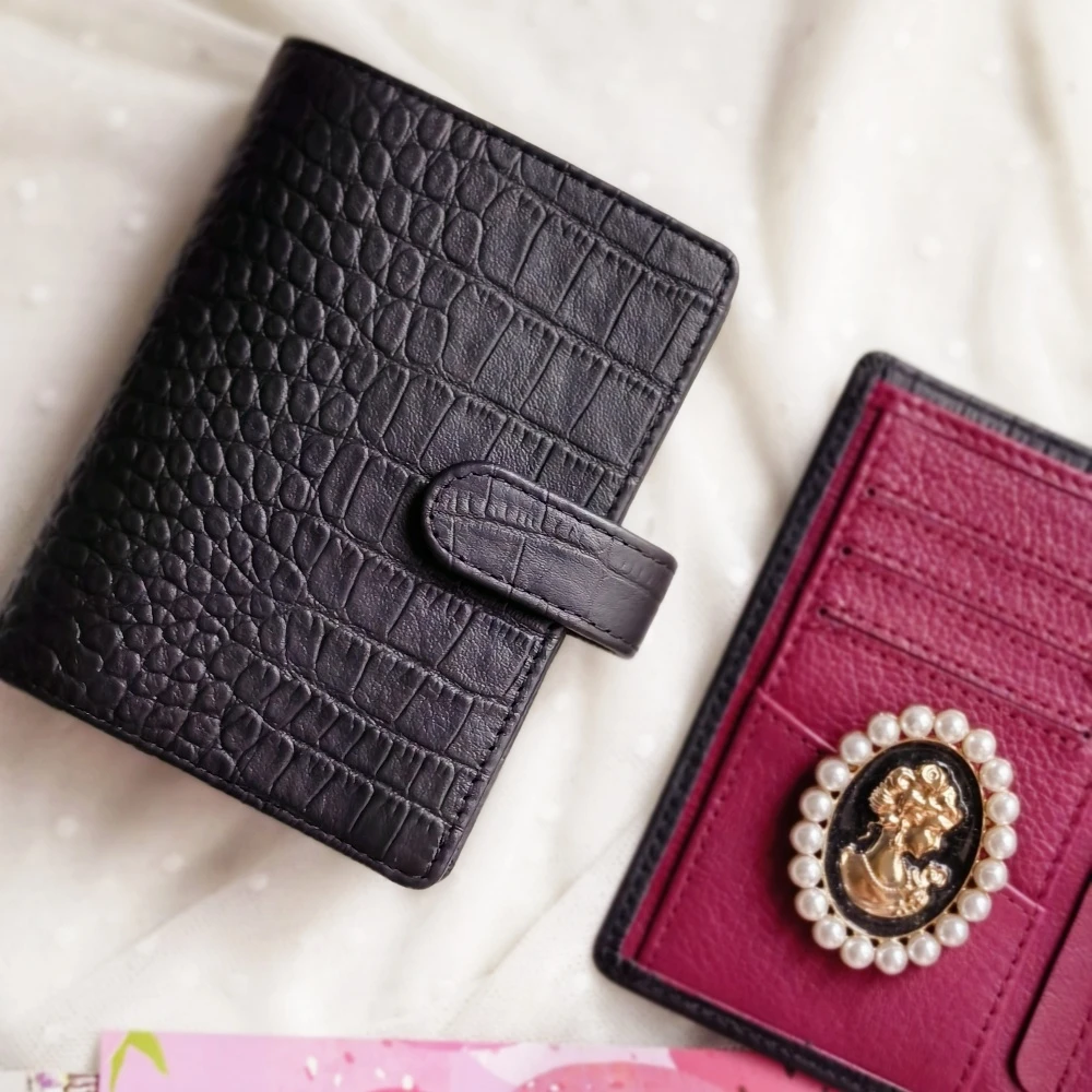  가죽 5 링, A8 미니 M5, 느슨한 잎 수첩 지갑, 휴대용 메모장, 의제 정리함, 소가죽 일기 주르