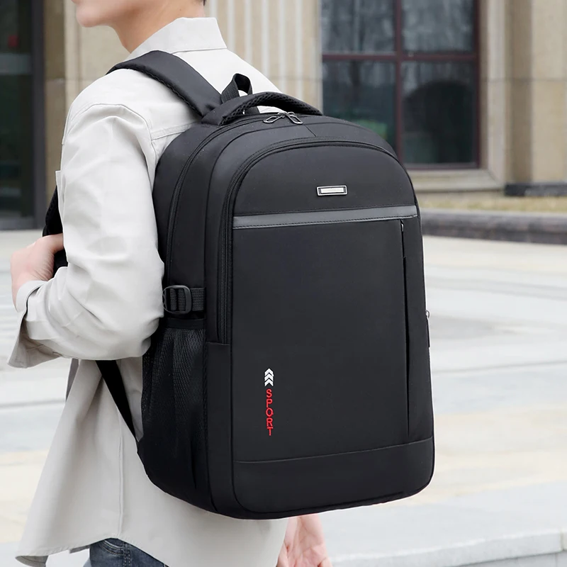 Durable Oxford travel backpack, casual backpack with adjustable shoulder straps, multiple compartments and zipper closure, styli