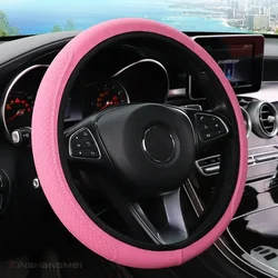Luxurious Embossed Leather Steering Wheel Cover - Soft and Comfortable Design (H)