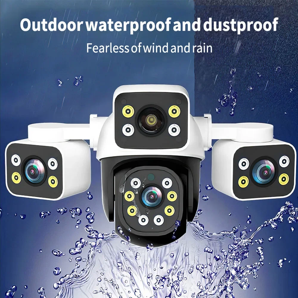 6K 12MP HD IP Camera Outdoor Three-Lens External WiFi Camera 4K Dual Screen Security PTZ Cam Auto Tracking CCTV Surveillance 6