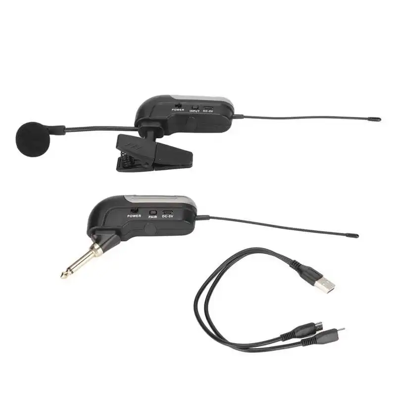 

UHF Clip Condenser Mic Pick Up Instrument Mic 40m / 131ft 16 Frequency Points ABS Gooseneck Hose for Stage performance