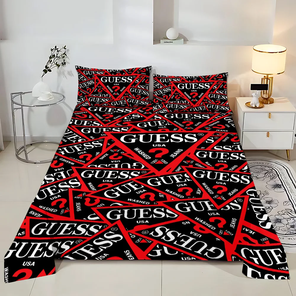 Fashion Letter Bedding Set Adult Children Bed Sheet With Pillowcase Droop Full Encirclement g-guess Mattress Cover Four Seasons