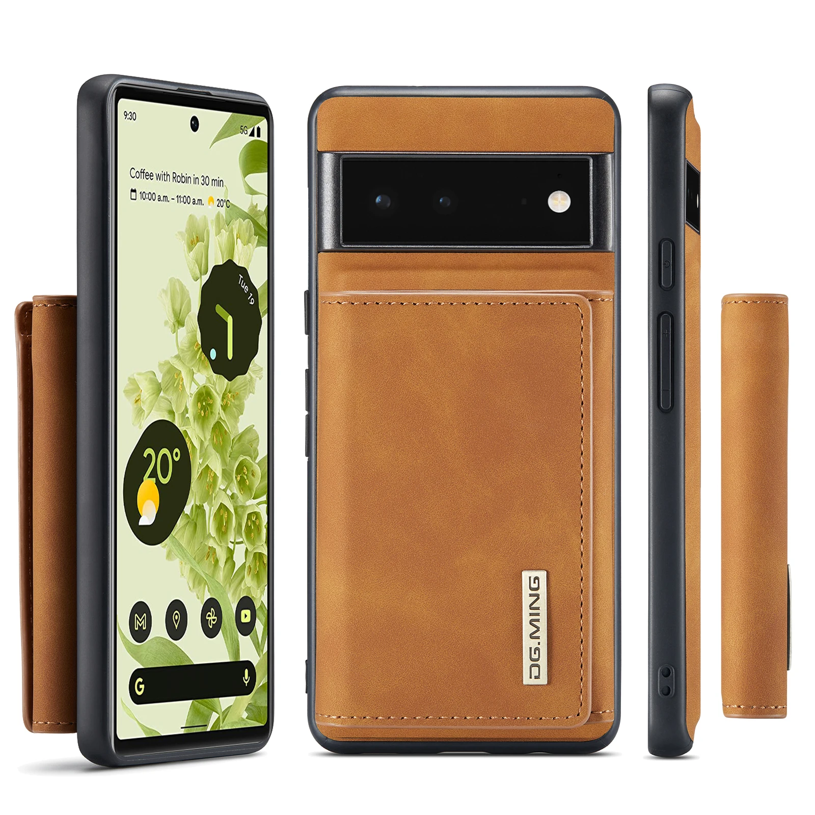 

Съемный кожаный кошелек DG.MING, 2 дюйма, 1 дюйм, для Google Pixel 7, 6 Pro/Pixel 6, 6A/5A, яркий Магнитный защитный чехол для телефона