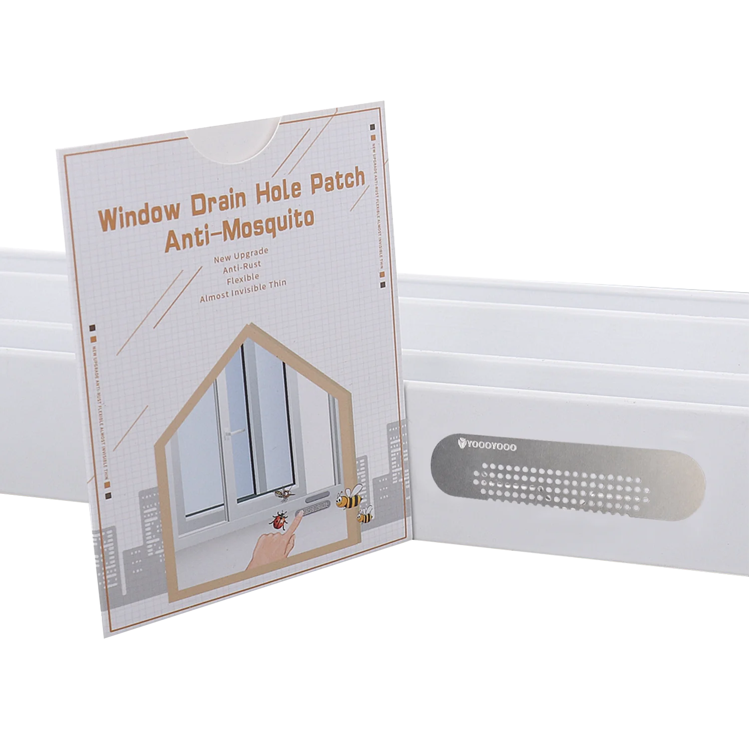 Window Weep Hole Covers 10PCS 304 Stainless Steel Window Weep Hole Covers Patch With Waterproof Adhesive 65mm*15mm*0.3mm