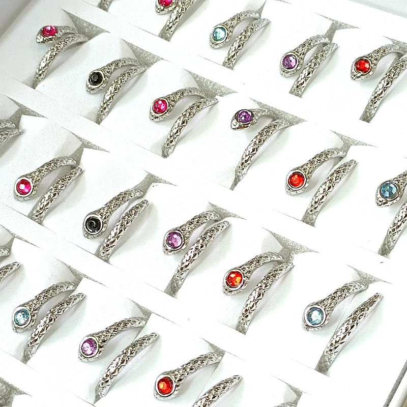 20pcs  Open Stainless steel Zircon Punk Snake Rings Women's    Jewerly  Ring 3