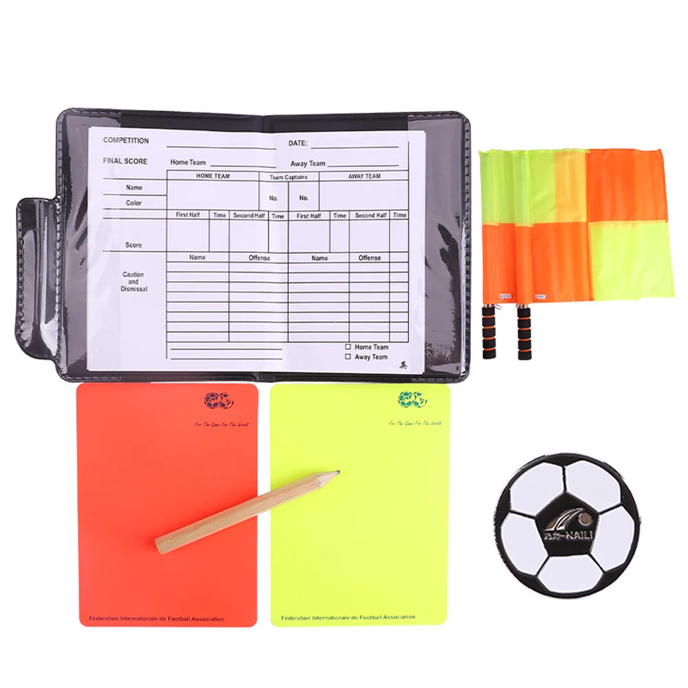 Referee Essentials Set: Whistle, Scorebook, Pencil, Red & Yellow Warning Cards