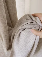 Korean Style Thickened Cotton and Linen Half Set Curtains for Bedroom Living Room and Curtains and Polyester 3