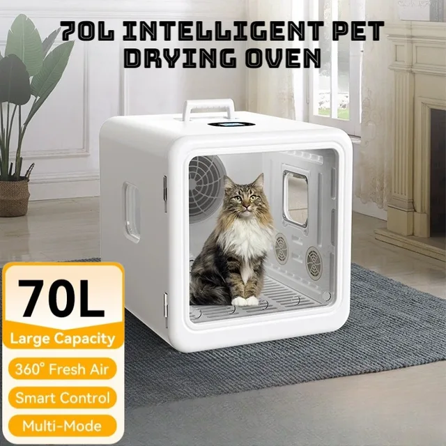 Smart Pet Drying Box 70L Smart Temperature Controlled Dog and Cat Drying Machine 360 ° Surround Pet Hair Dryer Case Super Quiet 1
