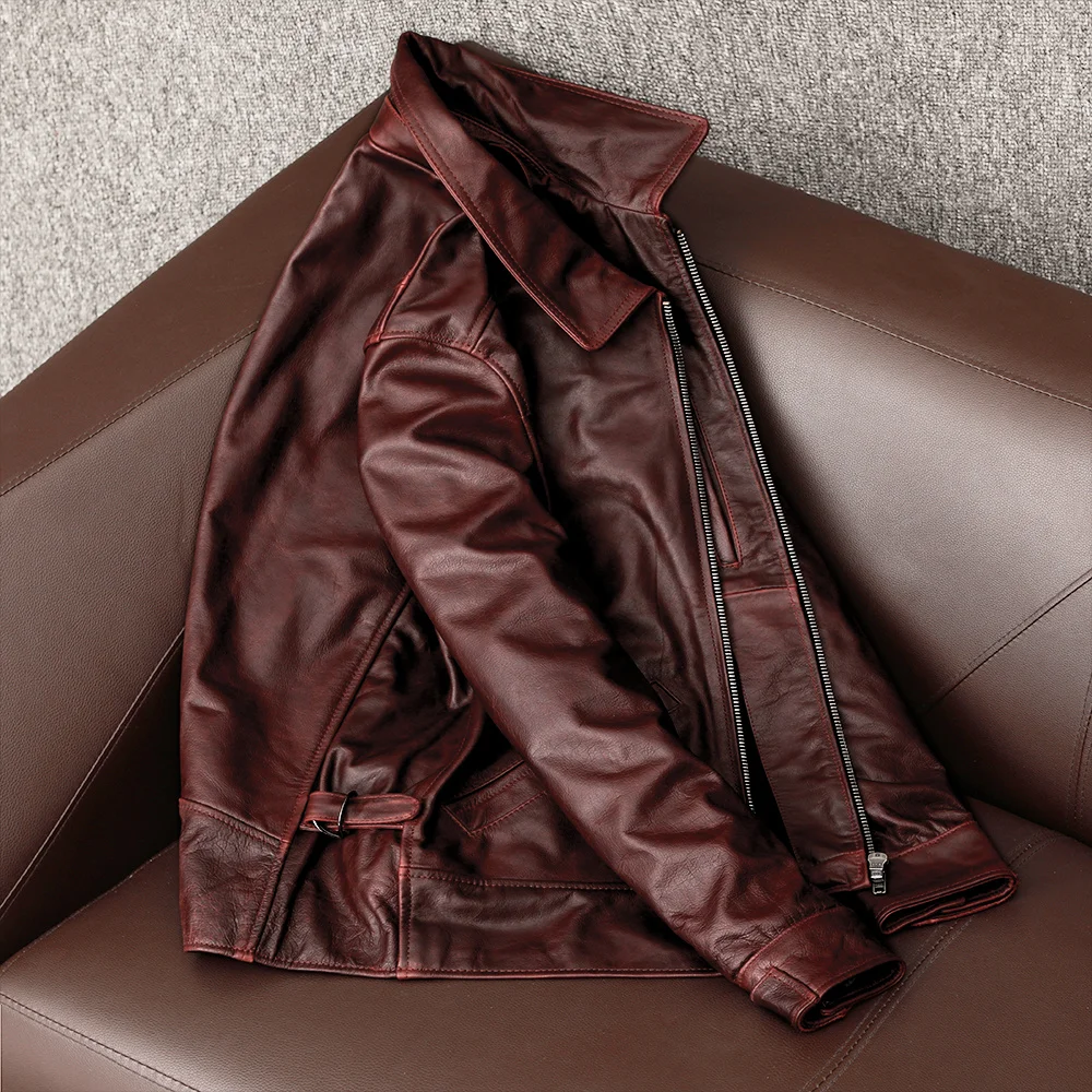 Motorcycle Vintage Jackets Men Leather Jacket 100% Genuine Cowhide Leather Coat Male Biker Clothing Autumn S-4XL big & tall genuine leather coats & jackets