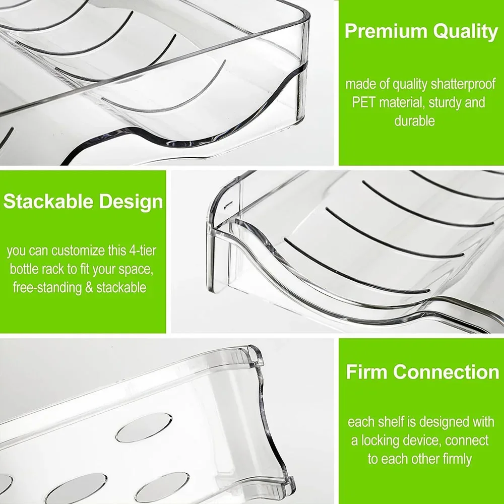 Foldable Wine Rack Stackable Holder Bottle Storage Refrigerator Organizer Cabinet Pantry Free-Standing Tumbler Can Beer Holder 5