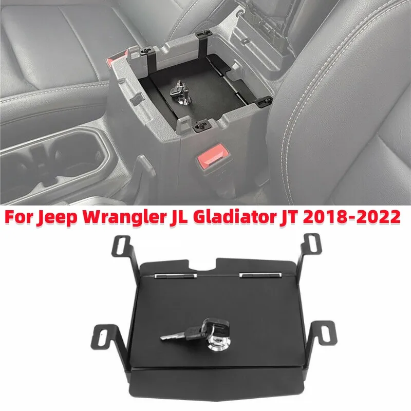 Car Interior Console Lock Box Cover Bracciolo Box Antifurto Lock Box Per Jeep Wrangler Jl Gladiator Jt 2018-2022
