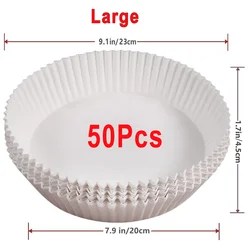 Premium Non-Stick Air Fryer Baking Paper Liners - Pack of 50/100, Round Disposable Kitchen Essentials (White 50Pcs 20cm)