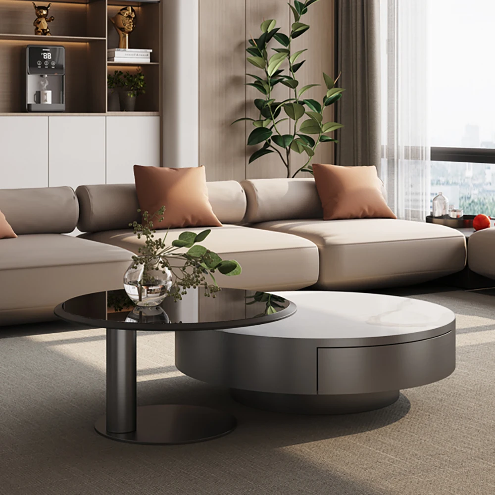 

Round Corner Coffee Tables Modern Waterproof Simple Transparent Low Coffee Tables Floor Large Mesas De Centro Home Furniture