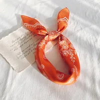 70cm Paisley Printed Hijab Scarf For Women Silk Satin Bandana Head Scarfs Female Square Headband Small Shawls Cute Neck Scarves 5