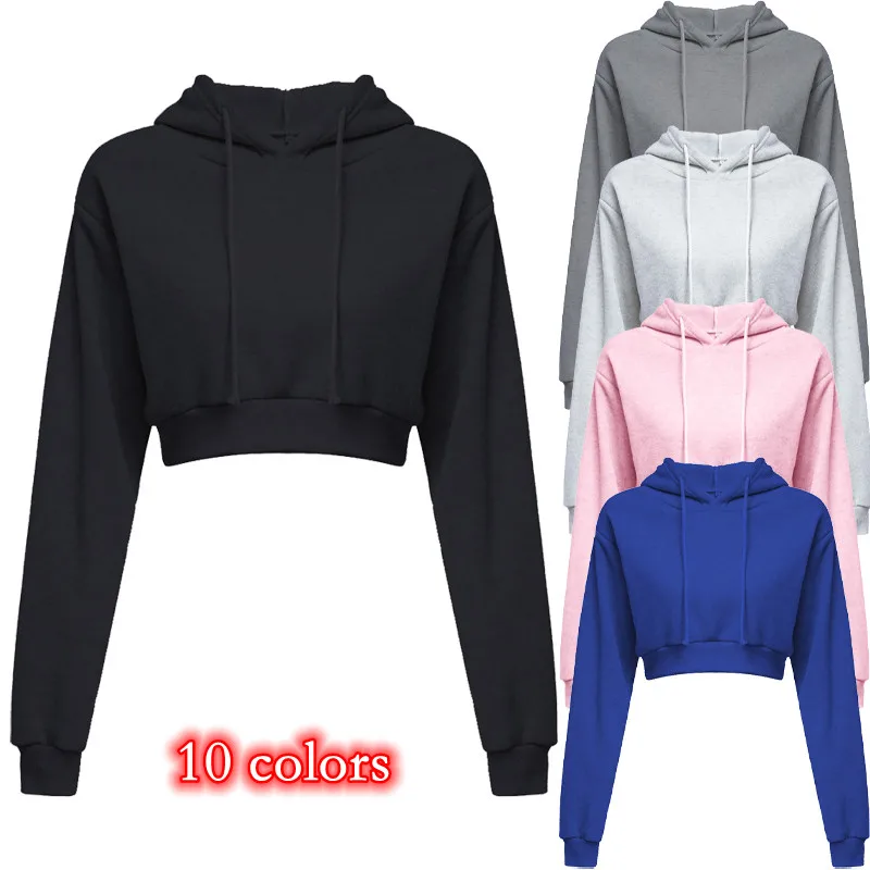 COZYPOIN Women's Cropped Zip Up Hoodie - Long Sleeve Workout Sweatshirt With Double Zipper & Thumb Holes