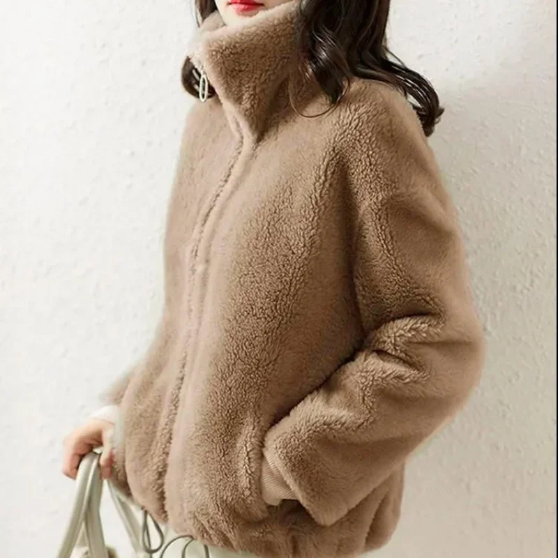 

Jackets for Women New Warm Zipper Jacket Padded Double-sided Fleece Warm Turtleneck Coat Faux Fur Coat Sweatshirt Women's Coat
