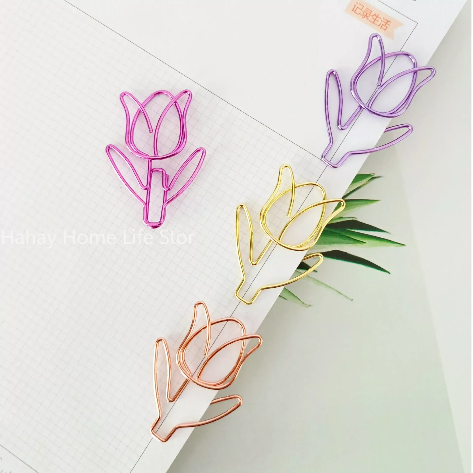Colored Paper Clips Tulip Shaped Office Stationery Metal Bookmark Holder 1pc