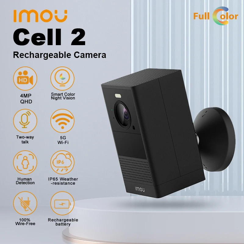 Imou Cell 2 5G Wifi 4Mp Fotocamera Ricaricabile Conversazione Bidirezionale Smart Color Night Vision Telecamere Di Sorveglianza Esterna Resistenti All