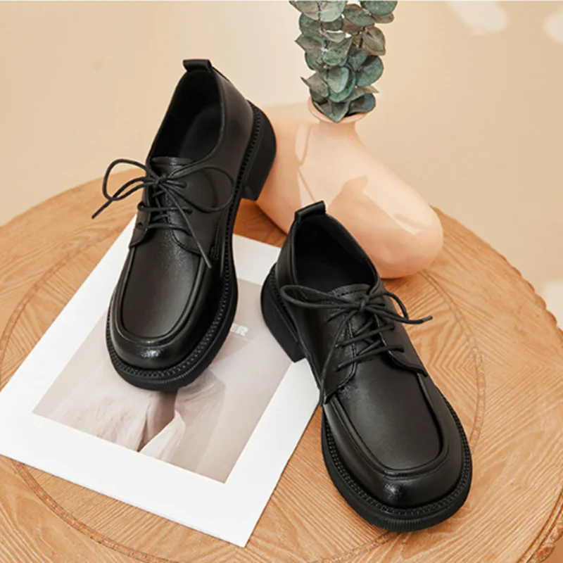 DIMANYU Loafers Shoes Women Plus Size 42 43 Lace Up British Style Student Shoes Non-slip Spring Fashion Girls Lady Footwear