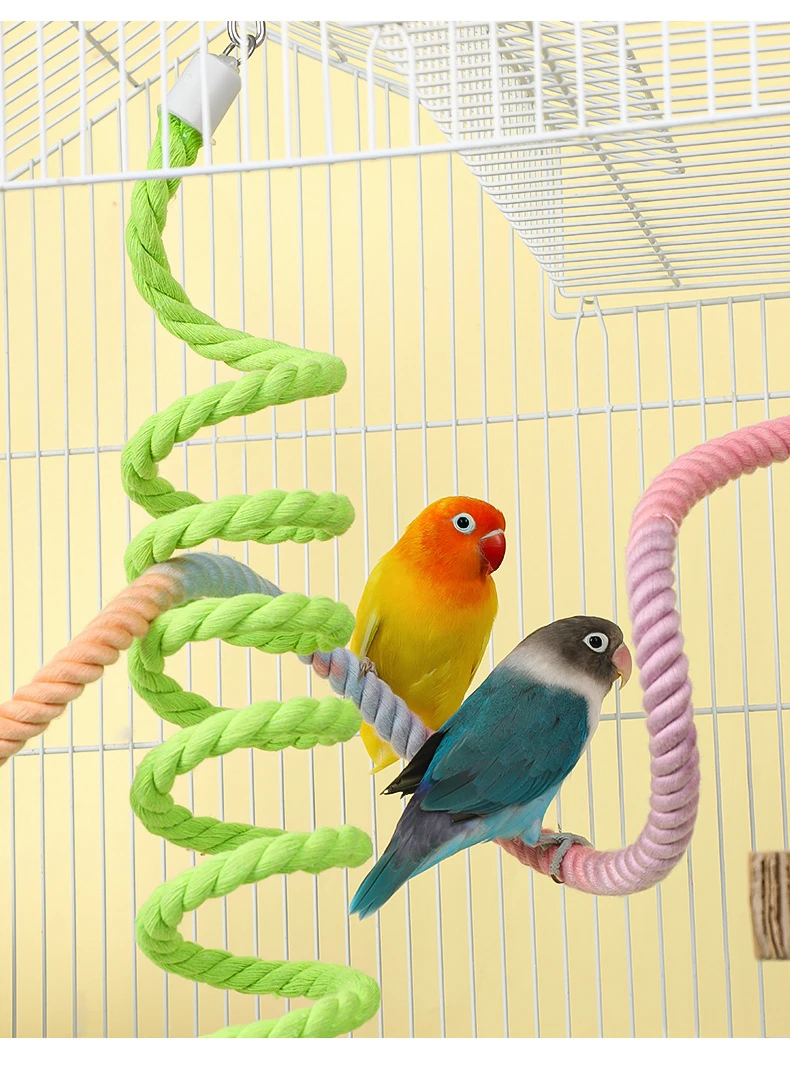 Bird Standing Climbing Toy Birds Spiral Rope Perch Parrot Parakeet Rope Swing Perch Bird Cage Stand Pole Accessories