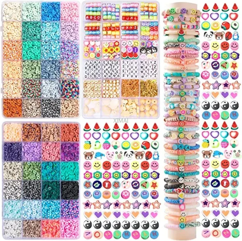 

2022 New Products DIY Plastic Alphabet Beads Set Heishi Glass Seeds Crafts Polymer OEM Clay Bead Letter Bead Craft Kit