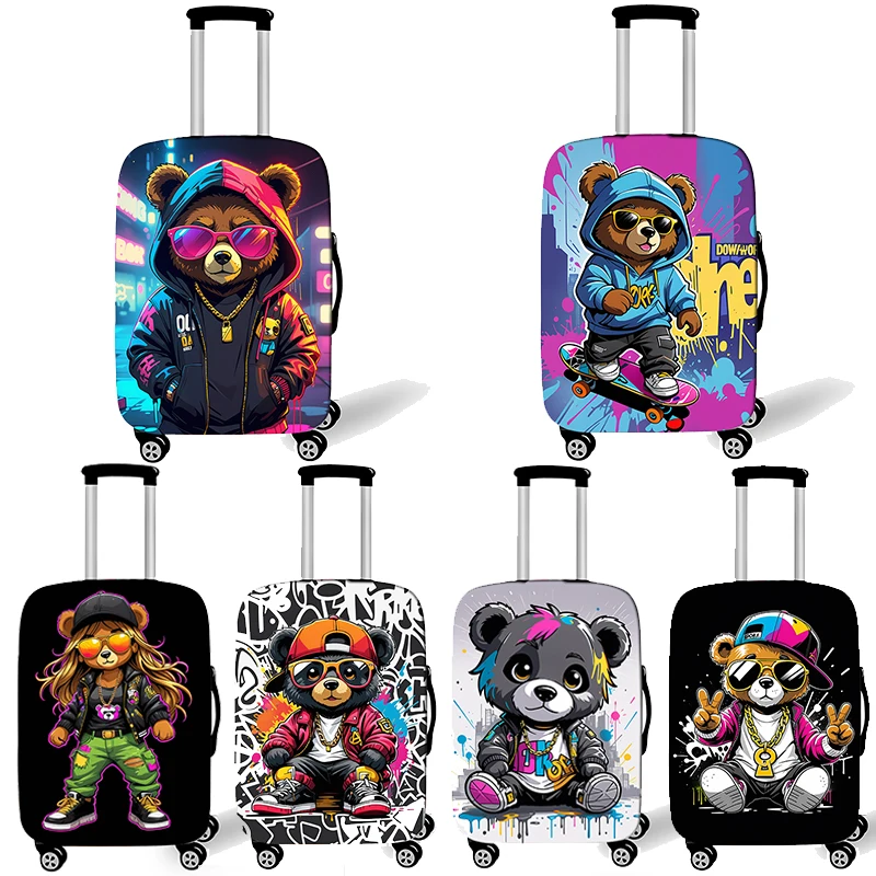 Graffiti Female Bear Doll Luggage Cover for Travel Women Men Travel Accessories Anti-dust Elastic Suitcase Trolley Case Covers luggage cover