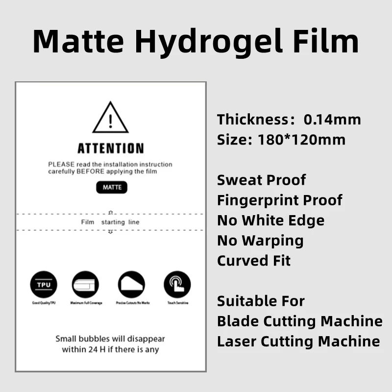 50PCS HD MATTE Privacy Frosted Protection Flexible Hydrogel Film For Mobile Phone TPU Screen Protective Film For Cutting Machine