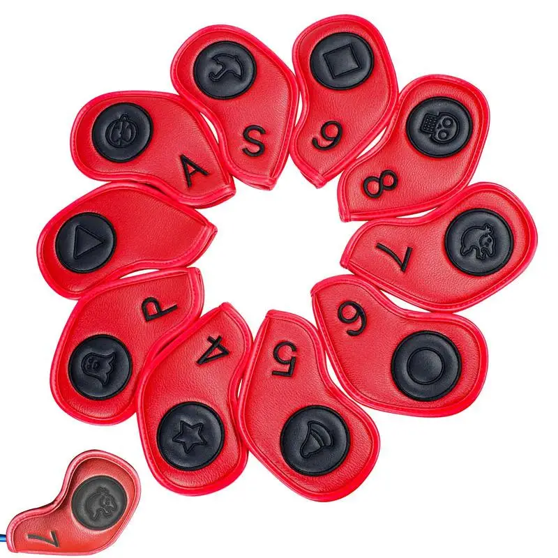 

10PCS Golf Irons Cover Embroidery Cartoon Club Cover Head Cover Protective Cover Golf Irons Cover With Identification Number