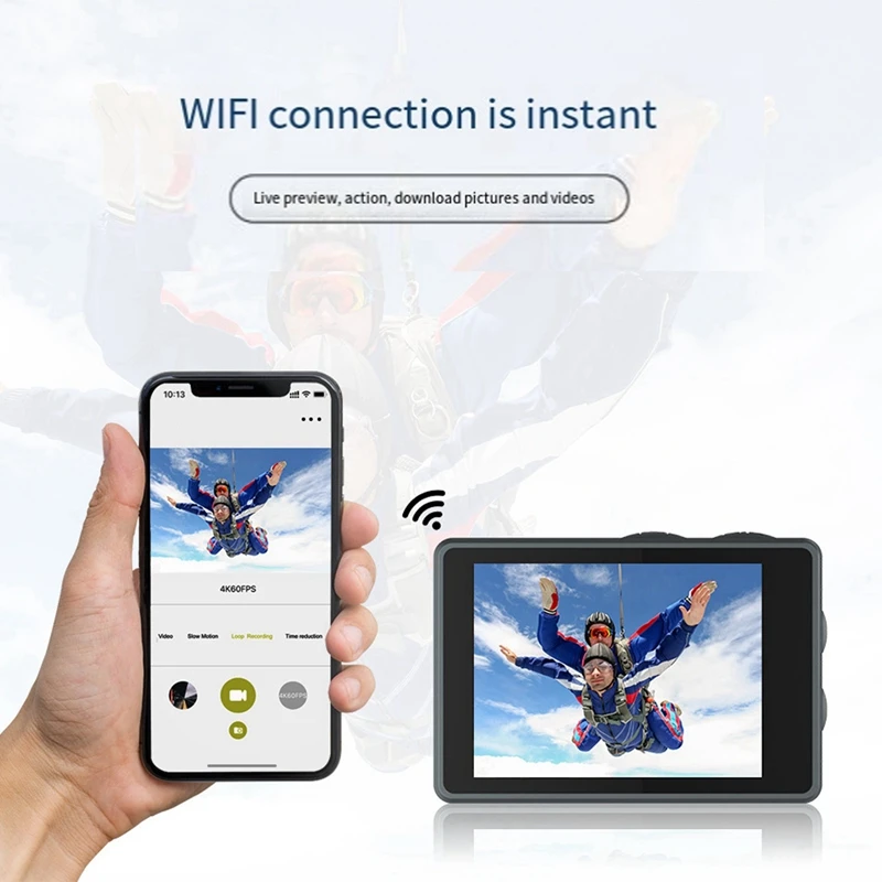 Wifi 손떨림 방지 액션 카메라, 리모컨 장착, 30M 방수 스포츠 카메라, 5K 30FPS 듀얼 스크린, 170 ° 광각, ABS