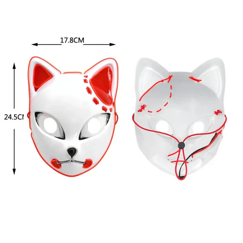 Halloween Katze Gesichtsmaske für Frauen Halloween Glow LED Masken Anime Cosplay Masken Halloween Weihnachten Party Beleuchtung Katzenmasken – Detail 12