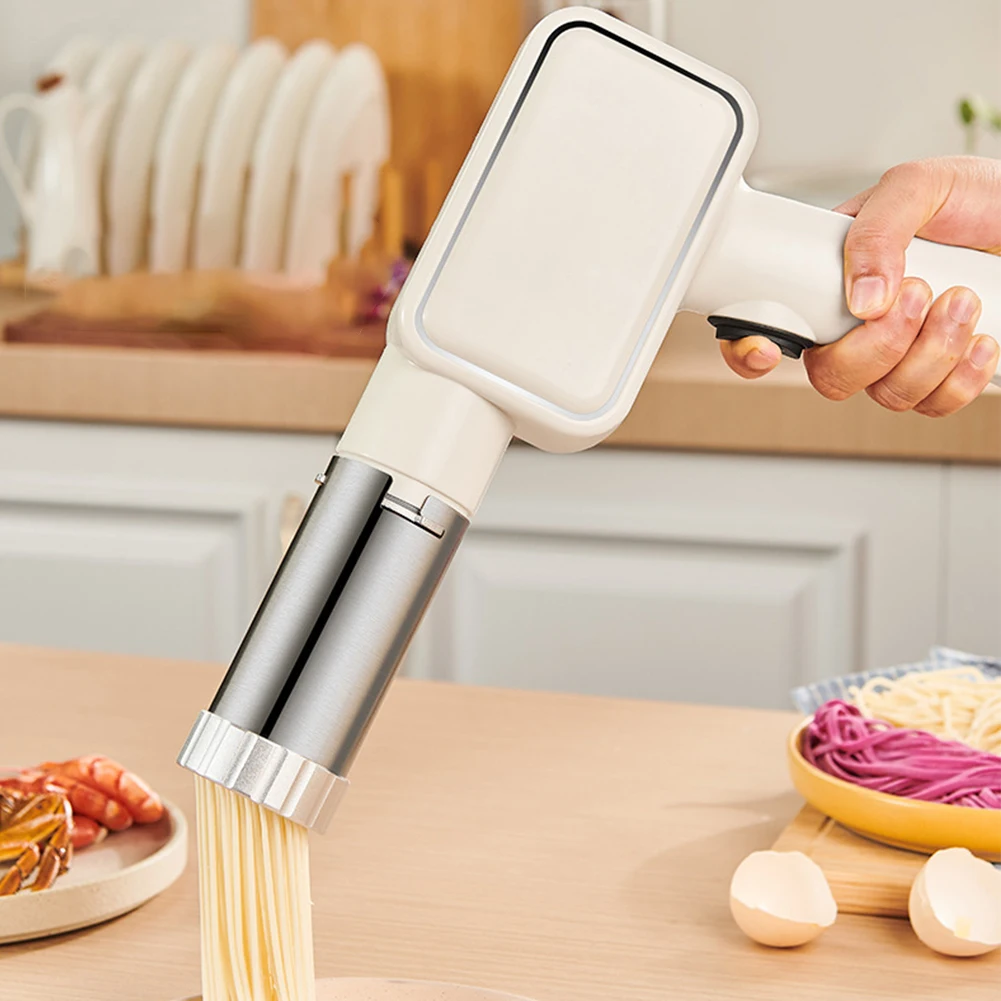 Handheld Automatic Dough Press Machine with 5 Different Shapes Portable Pasta Extruder Fast Pressing Pasta Machine Kitchen Tool