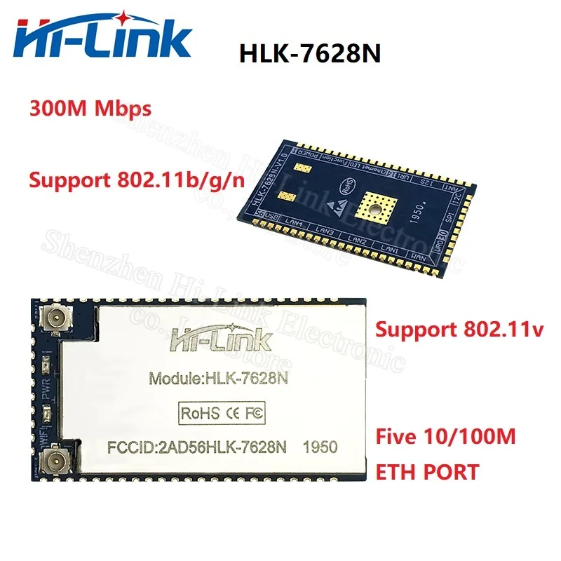1Pcs HLK-7628N UART embedded wifi wireless MT7628 openwrt module RAM 128m flash 32M Ethernet  Original Hi-Link Router Module 3