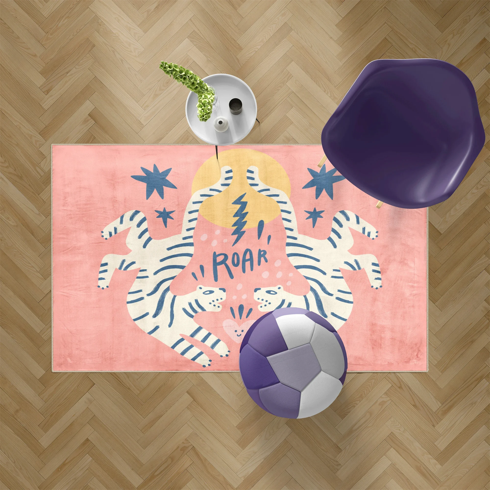 Pink Tiger Area Rug Animal Theme For Bedroom Fashion Decorative Rug Living Room Large Anti-slip Carpet for Corridor Bedroom Mat 5