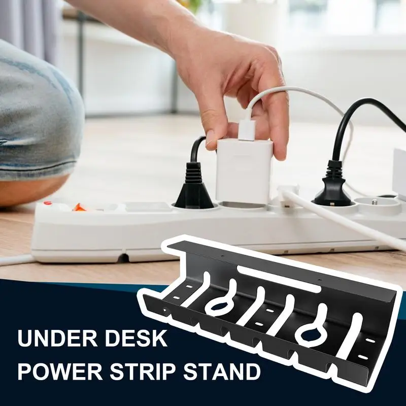 Desk Cable Management Tray Black Under Desk Wire Tray Standing Desk Accessories Cord Holder U-Channel Screw Installation Wire