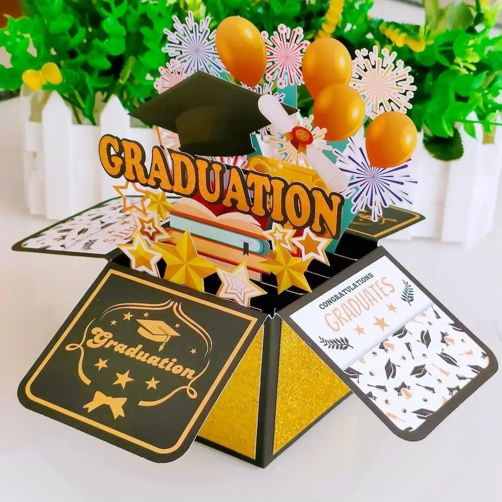 Paper 3D Pop Up Graduation Greeting Card Handmade Wishing Congrats Grad Card Unique Funny Graduation Gift Party Decoration