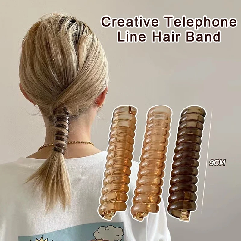 

Simple Temperament Telephone Wire Hair Band Durable High Elasticity Leather Band Tie Head Does Not Hurt Hair Headband