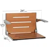 Folding Shower Bench Seat Teak Silver Frame Arms 400lb Capacity ADA Compliant Created USA 2