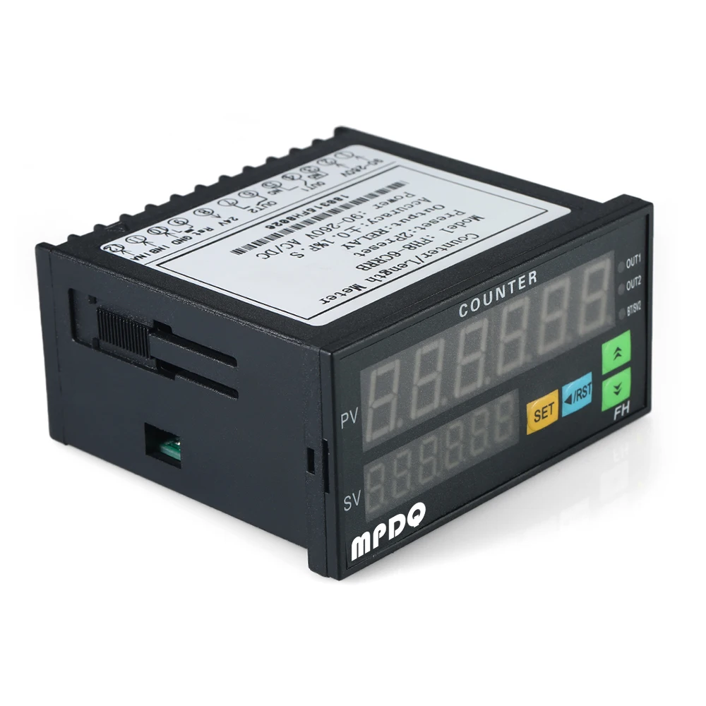 Dual Display Digital Counter 6 Digits FH8-6CRRB Light-emitting Diode 90~265V AC/DC with 2 Relay Output and Pulse