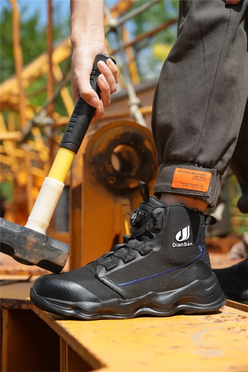 Men Steel Toe Cap Safety Boots Work Shoes Puncture-Proof Boots Safety Shoes Male Construction Work Shoes High Top Sneakers