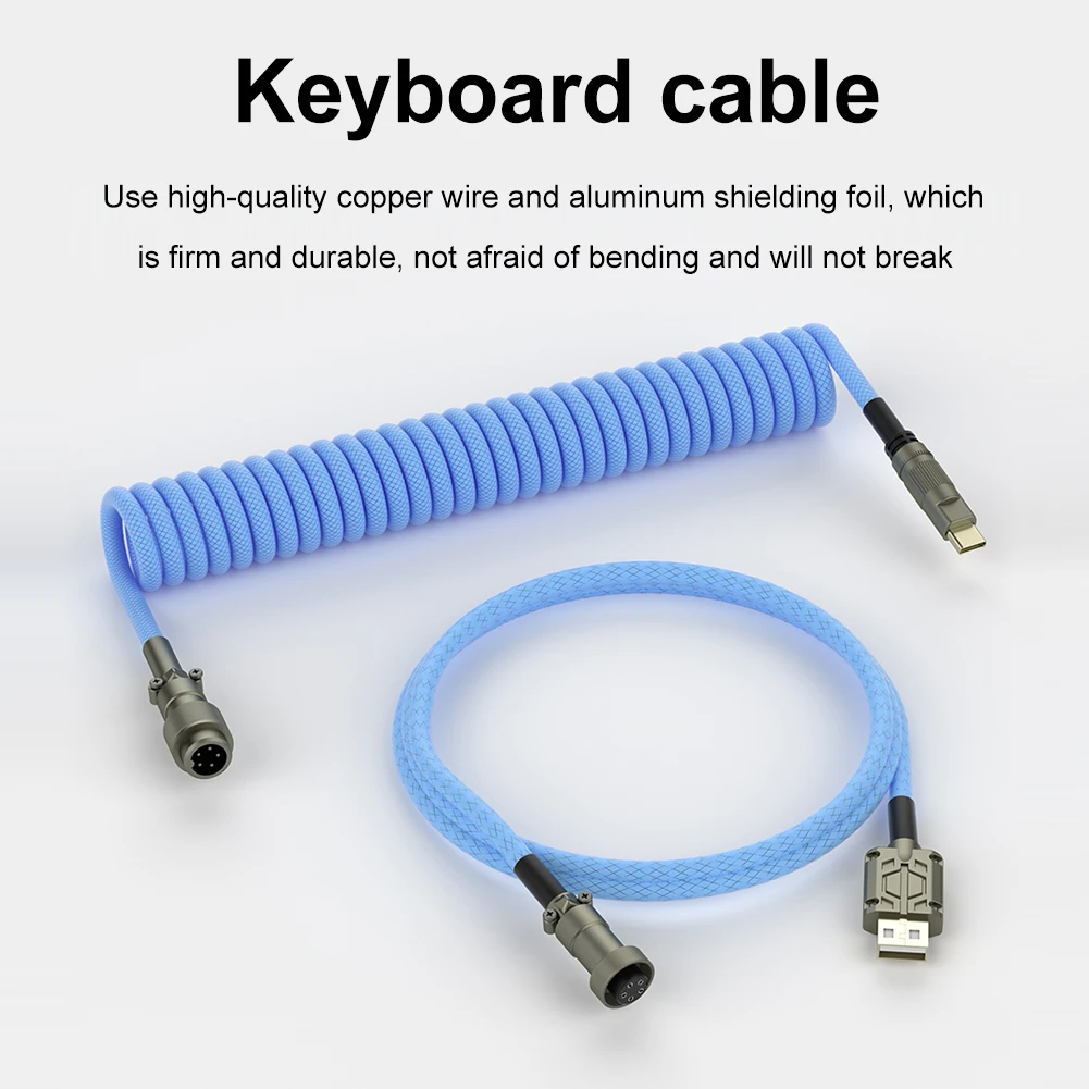 용수철 항공 키보드 액세서리, 코일 케이블 C 타입에서 USB 용수철 와이어, 1.5m